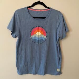 Life Is Good Blue Short Sleeve Sunset Ocean T-Shirt Casual Women's size Large